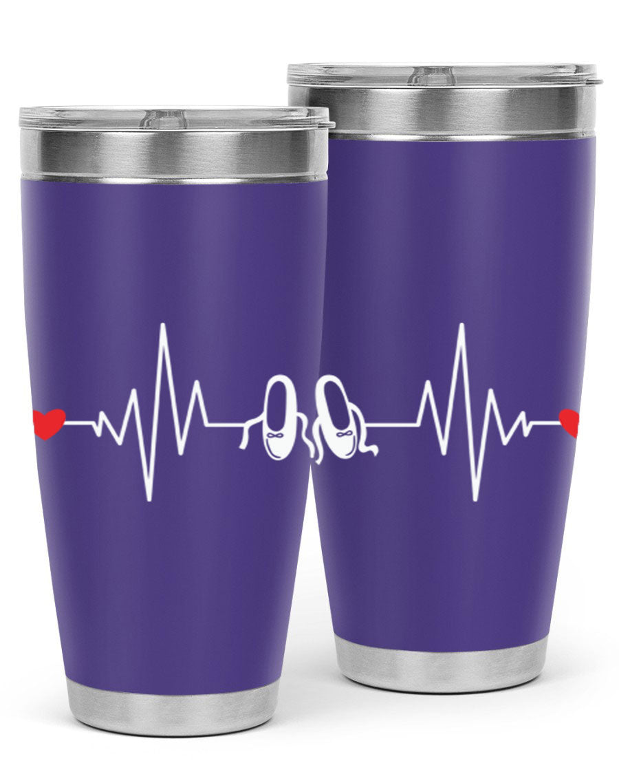 Dance Girl Heat Beat Ballet Tumbler in stainless steel with a vibrant ballet-themed design, perfect for keeping drinks hot or cold.