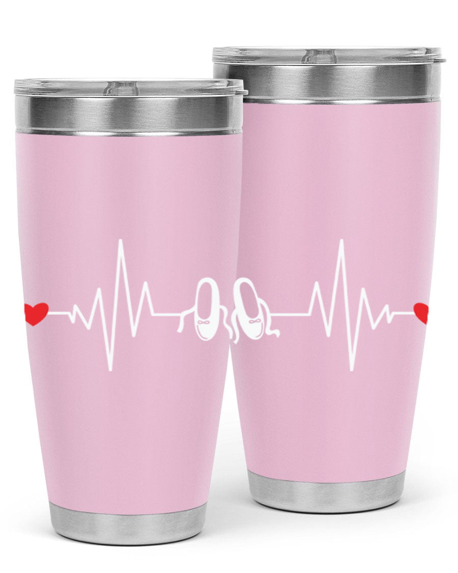 Dance Girl Heat Beat Ballet Tumbler in stainless steel with a vibrant ballet-themed design, perfect for keeping drinks hot or cold.