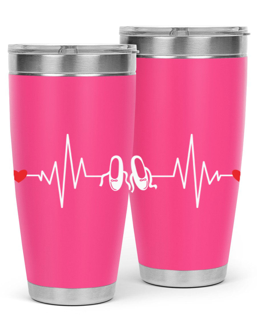 Dance Girl Heat Beat Ballet Tumbler in stainless steel with a vibrant ballet-themed design, perfect for keeping drinks hot or cold.