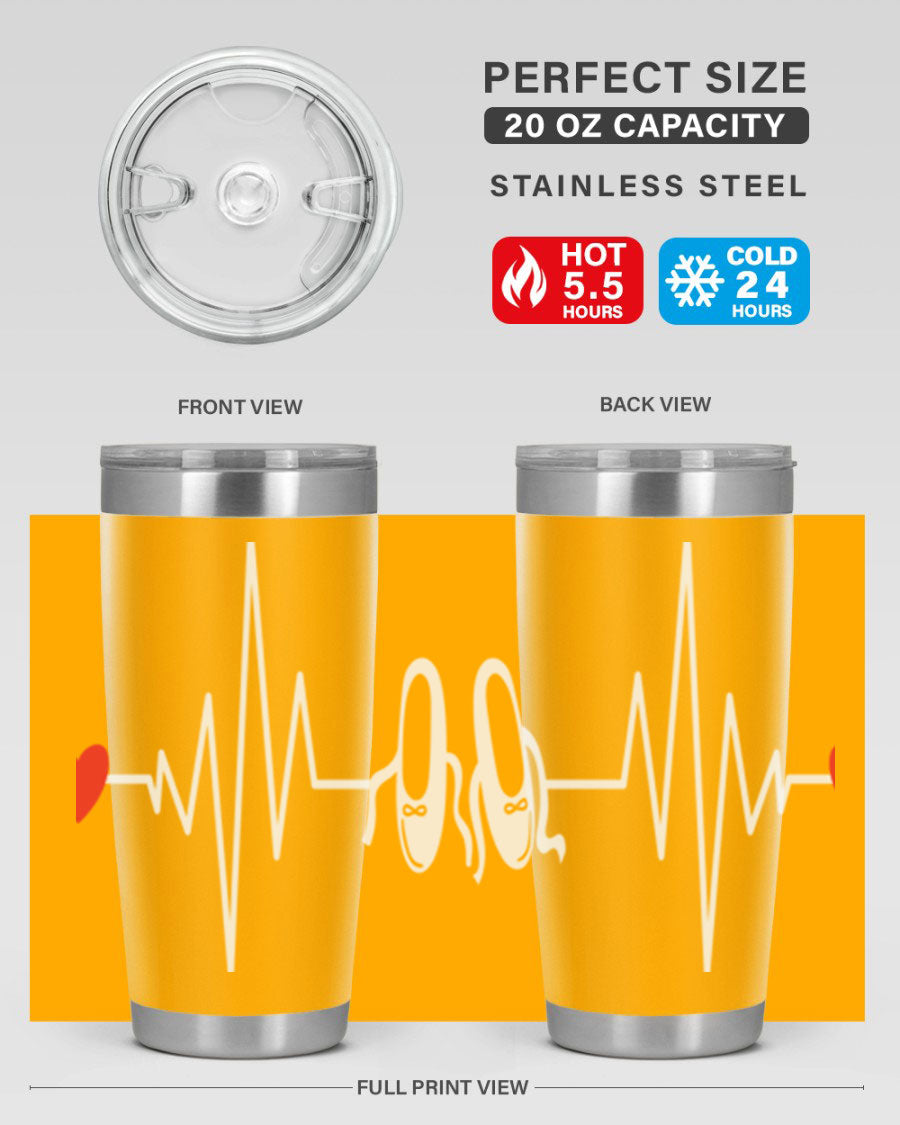 Dance Girl Heat Beat Ballet Tumbler in stainless steel with a vibrant ballet-themed design, perfect for keeping drinks hot or cold.
