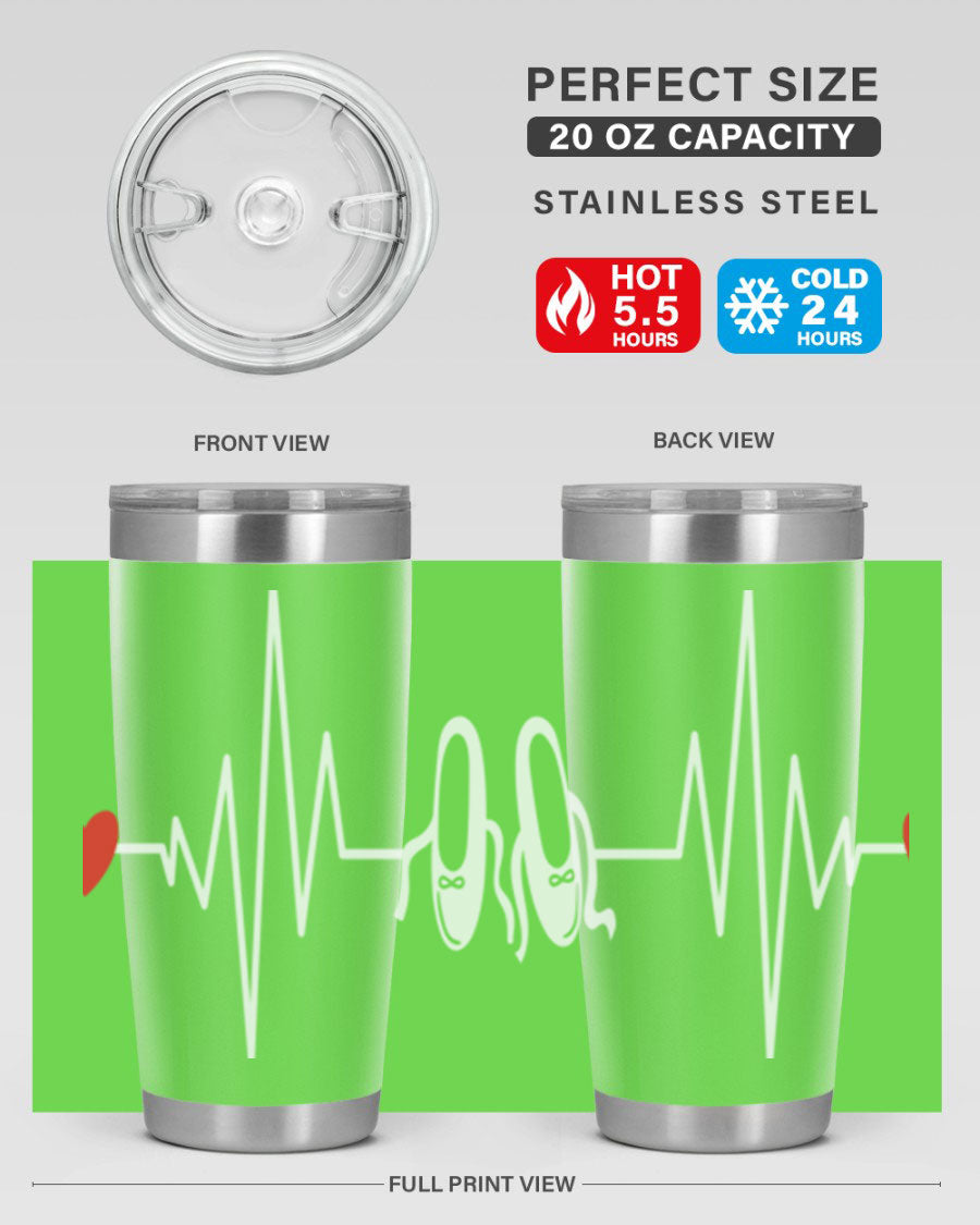 Dance Girl Heat Beat Ballet Tumbler in stainless steel with a vibrant ballet-themed design, perfect for keeping drinks hot or cold.