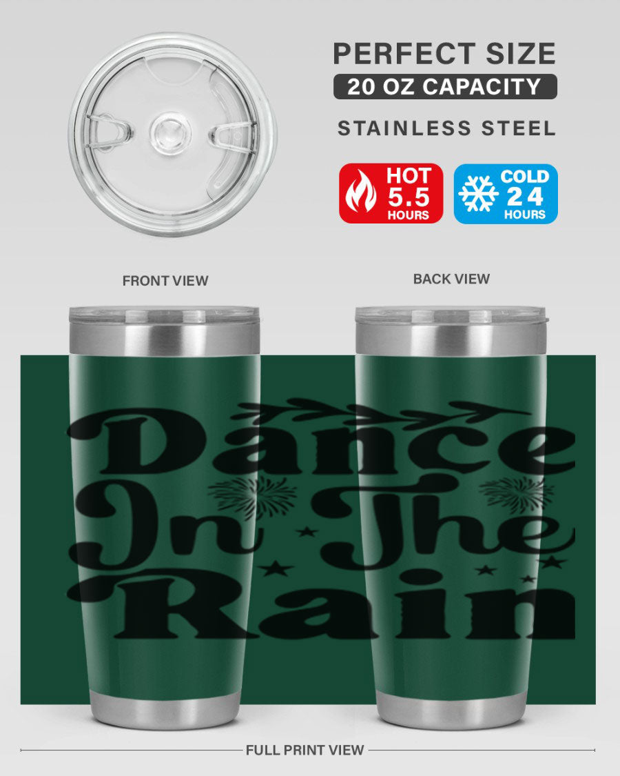 Dance In The Rain 115# Tumbler, a stylish 20oz double wall vacuum stainless steel tumbler with copper lining and a drink-thru lid.