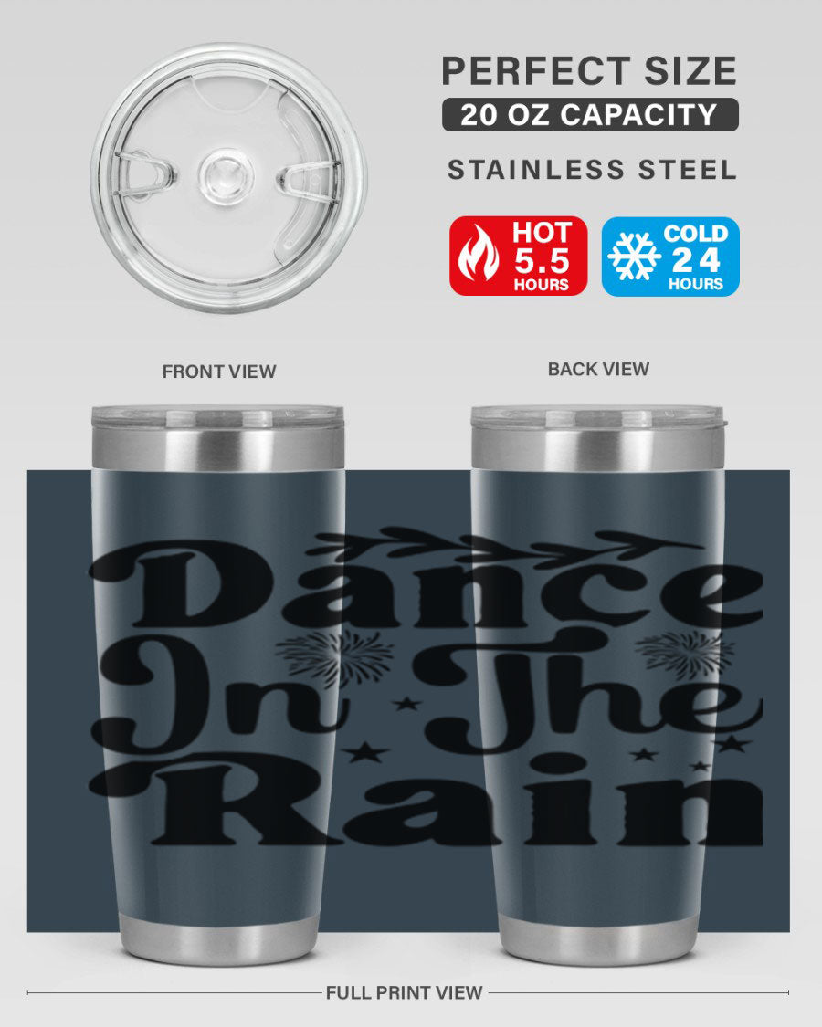 Dance In The Rain 115# Tumbler, a stylish 20oz double wall vacuum stainless steel tumbler with copper lining and a drink-thru lid.