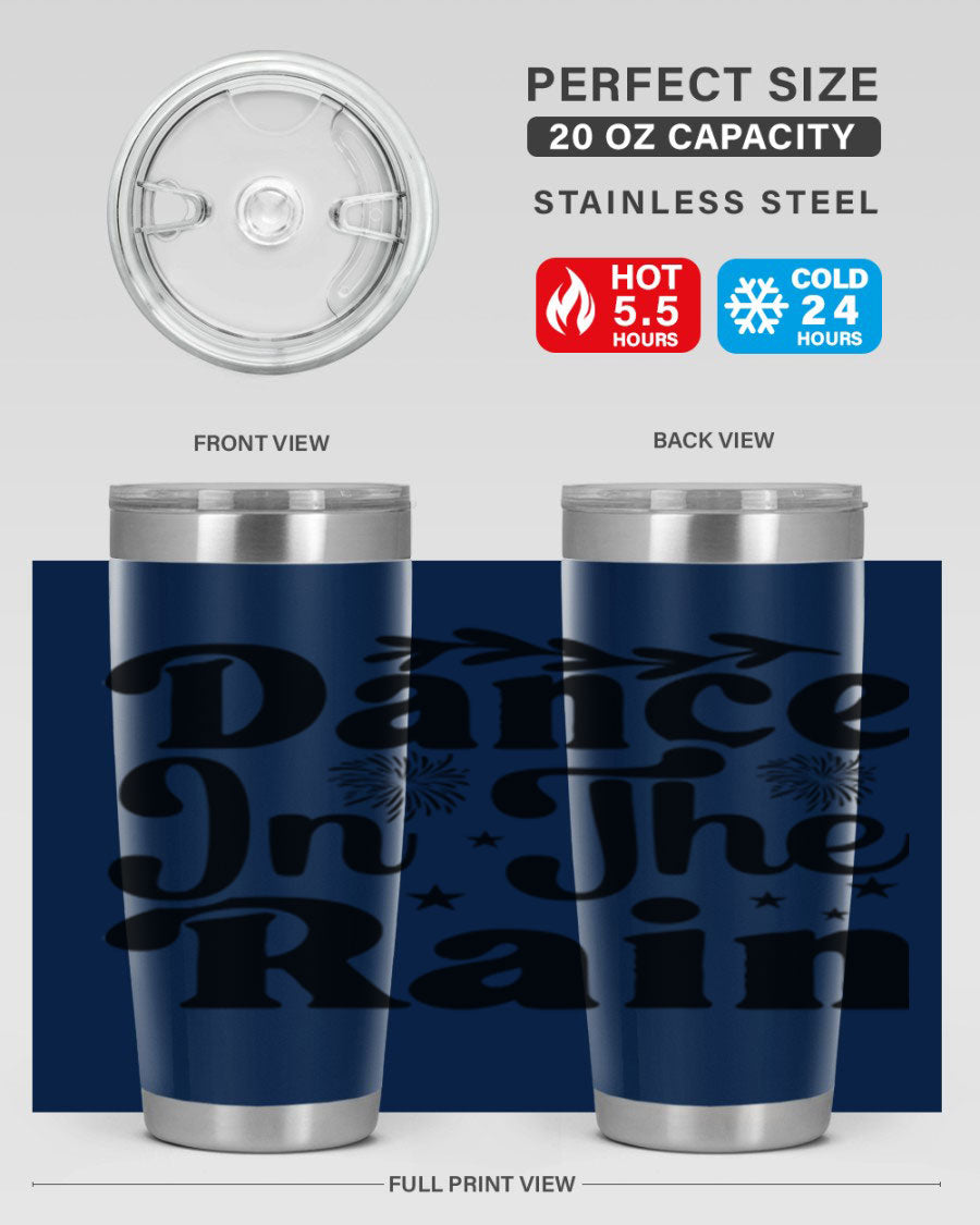 Dance In The Rain 115# Tumbler, a stylish 20oz double wall vacuum stainless steel tumbler with copper lining and a drink-thru lid.