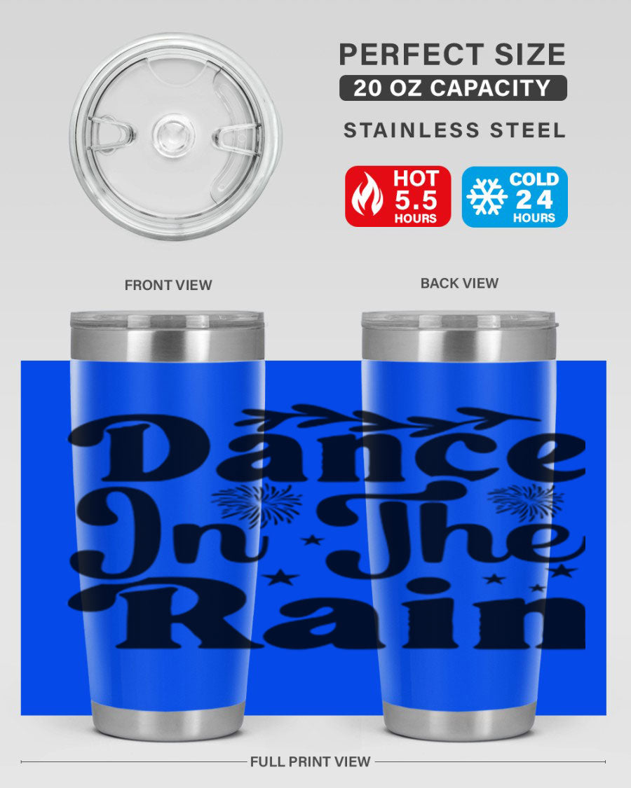 Dance In The Rain 115# Tumbler, a stylish 20oz double wall vacuum stainless steel tumbler with copper lining and a drink-thru lid.