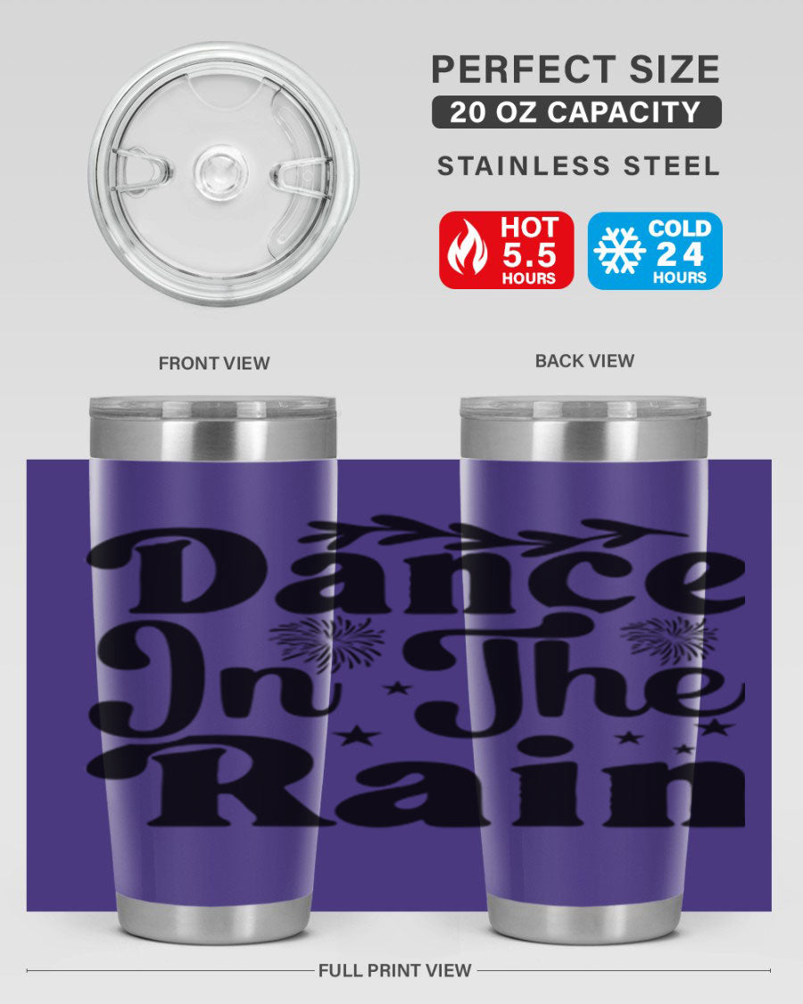 Dance In The Rain 115# Tumbler, a stylish 20oz double wall vacuum stainless steel tumbler with copper lining and a drink-thru lid.