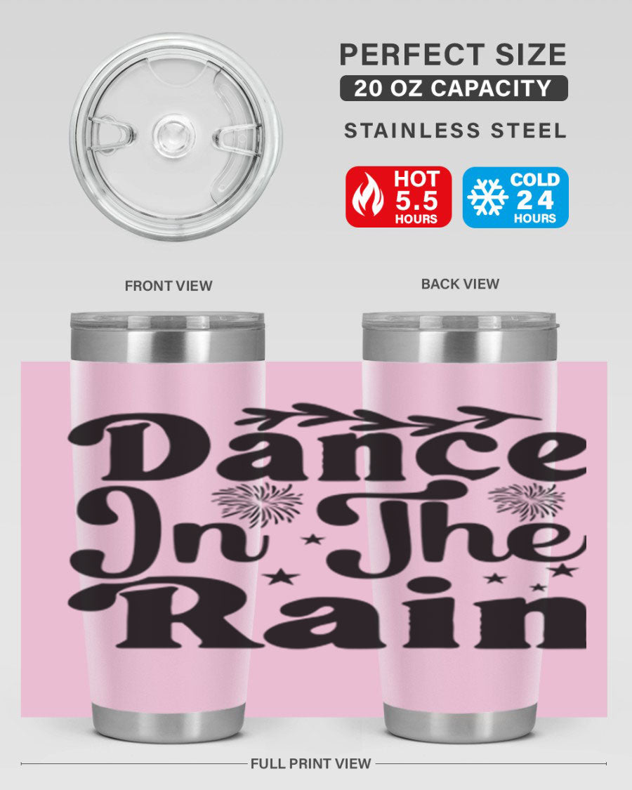 Dance In The Rain 115# Tumbler, a stylish 20oz double wall vacuum stainless steel tumbler with copper lining and a drink-thru lid.