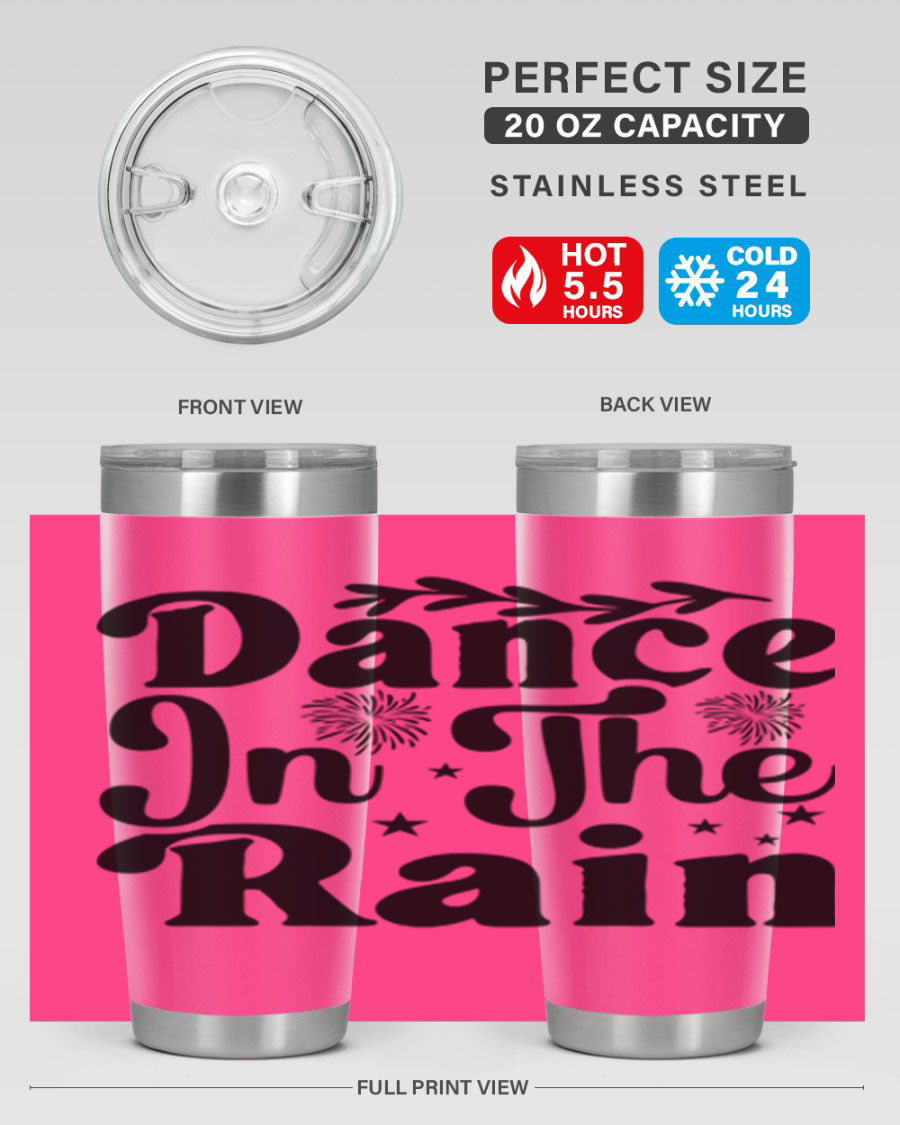 Dance In The Rain 115# Tumbler, a stylish 20oz double wall vacuum stainless steel tumbler with copper lining and a drink-thru lid.