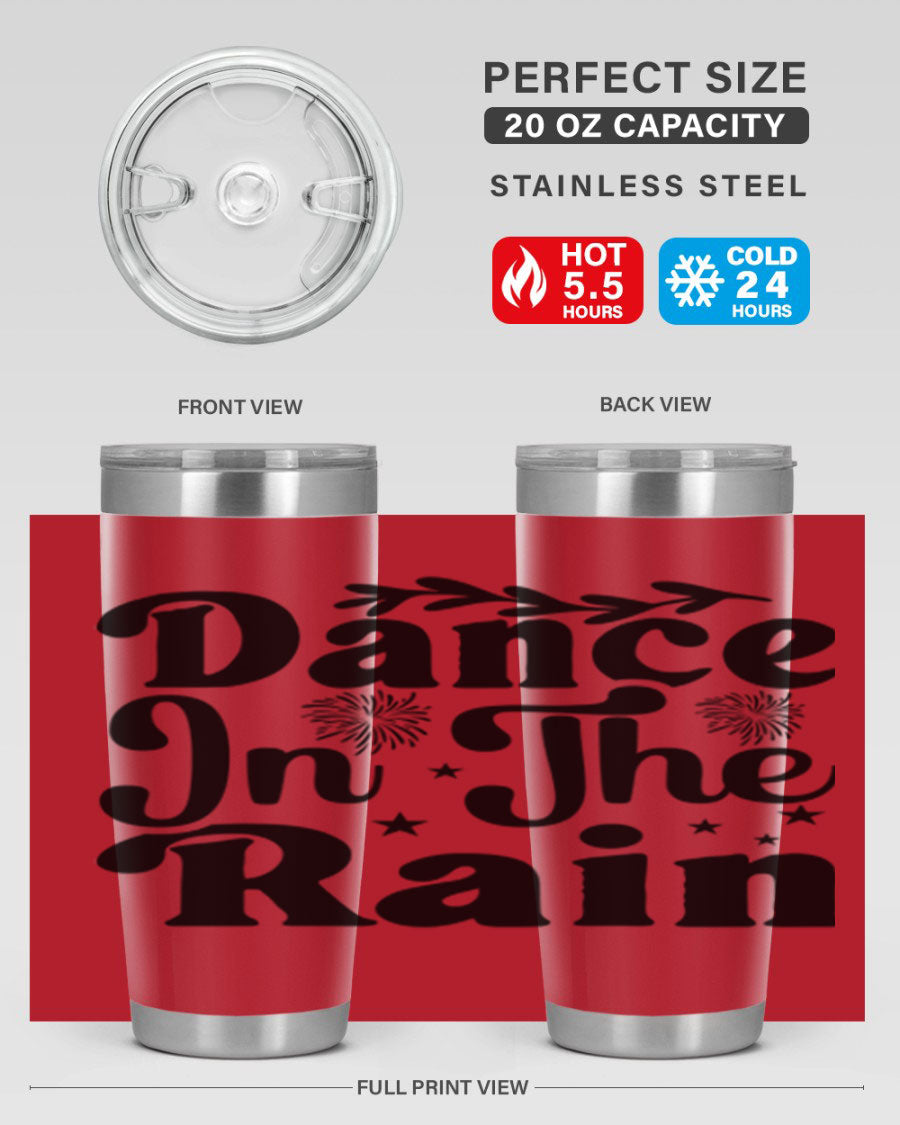Dance In The Rain 115# Tumbler, a stylish 20oz double wall vacuum stainless steel tumbler with copper lining and a drink-thru lid.