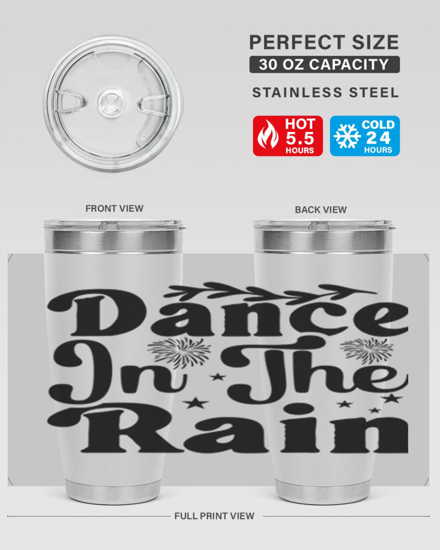 Dance In The Rain 115# Tumbler, a stylish 20oz double wall vacuum stainless steel tumbler with copper lining and a drink-thru lid.
