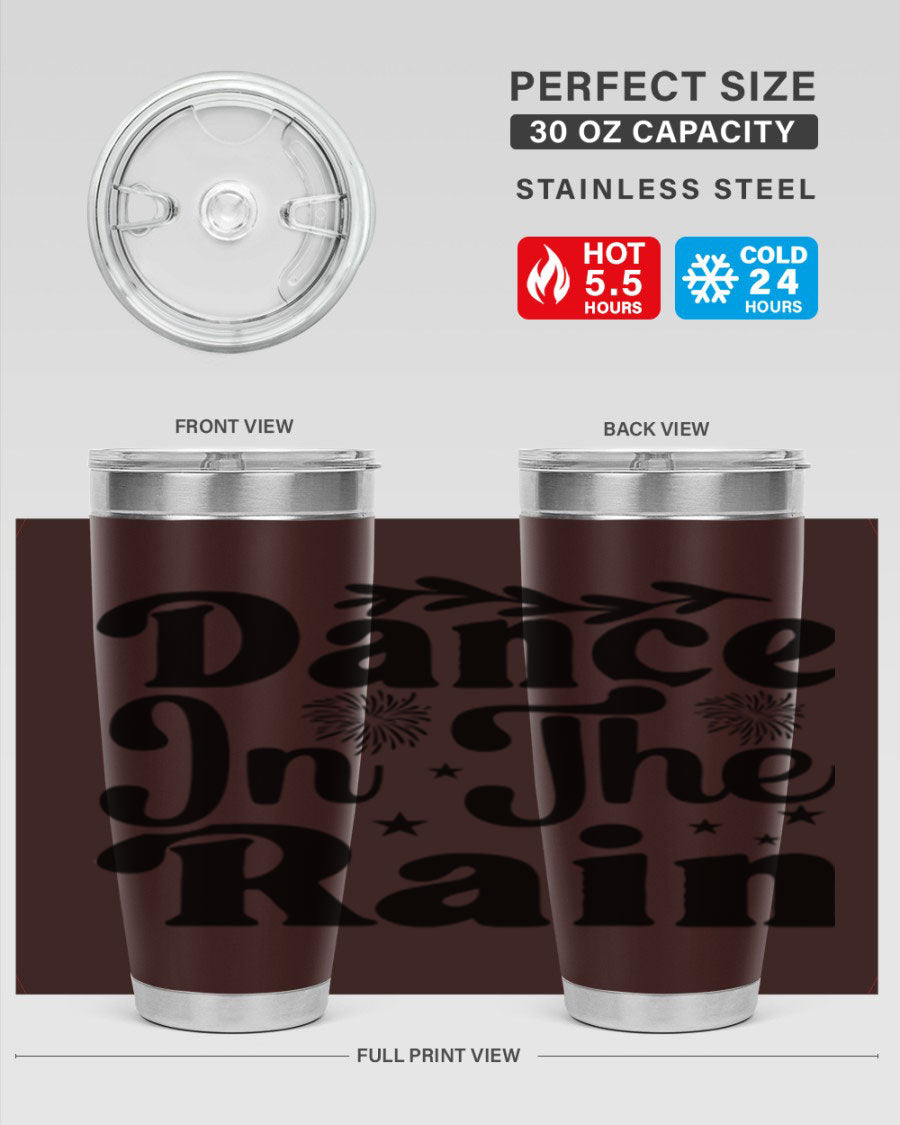 Dance In The Rain 115# Tumbler, a stylish 20oz double wall vacuum stainless steel tumbler with copper lining and a drink-thru lid.