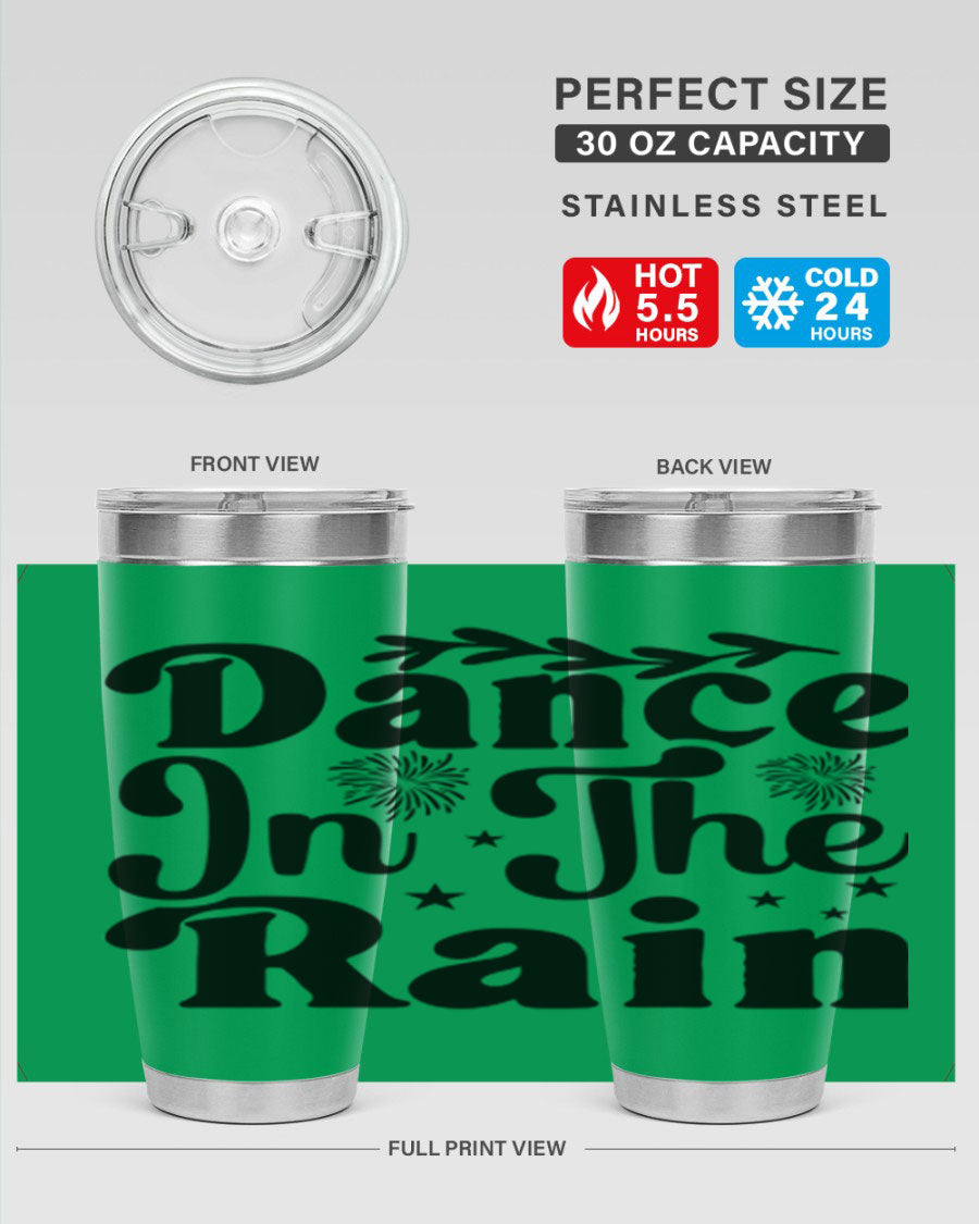 Dance In The Rain 115# Tumbler, a stylish 20oz double wall vacuum stainless steel tumbler with copper lining and a drink-thru lid.