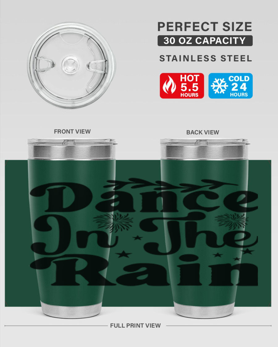 Dance In The Rain 115# Tumbler, a stylish 20oz double wall vacuum stainless steel tumbler with copper lining and a drink-thru lid.
