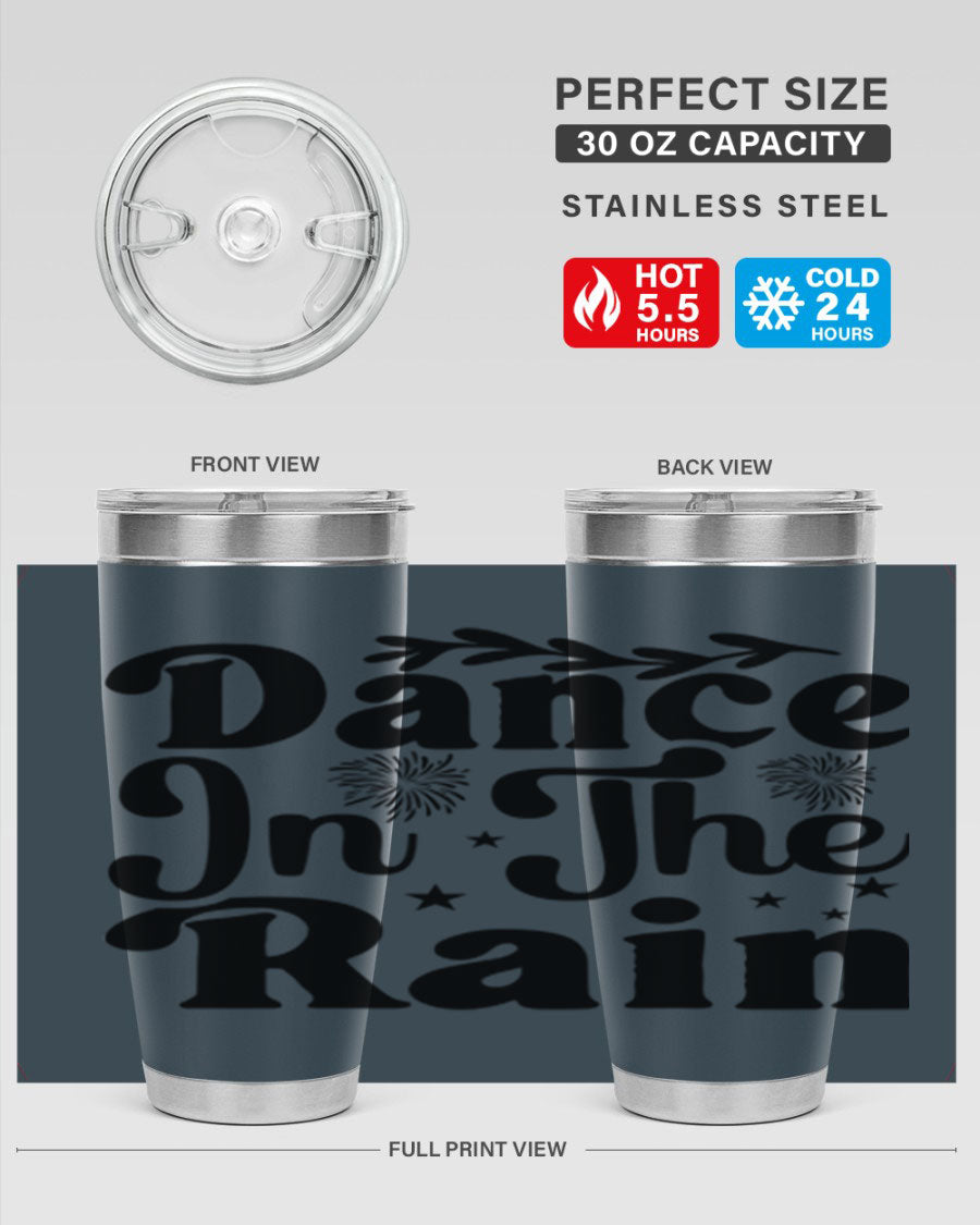 Dance In The Rain 115# Tumbler, a stylish 20oz double wall vacuum stainless steel tumbler with copper lining and a drink-thru lid.