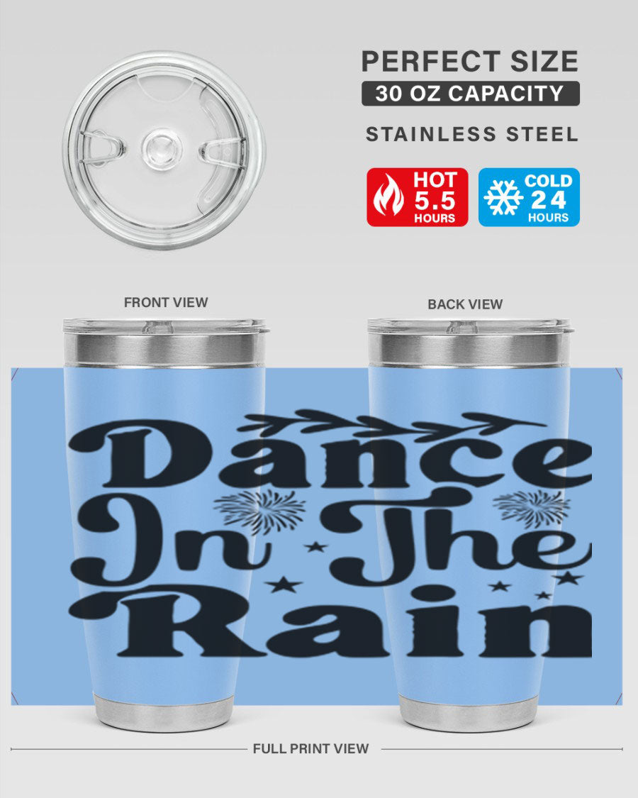 Dance In The Rain 115# Tumbler, a stylish 20oz double wall vacuum stainless steel tumbler with copper lining and a drink-thru lid.
