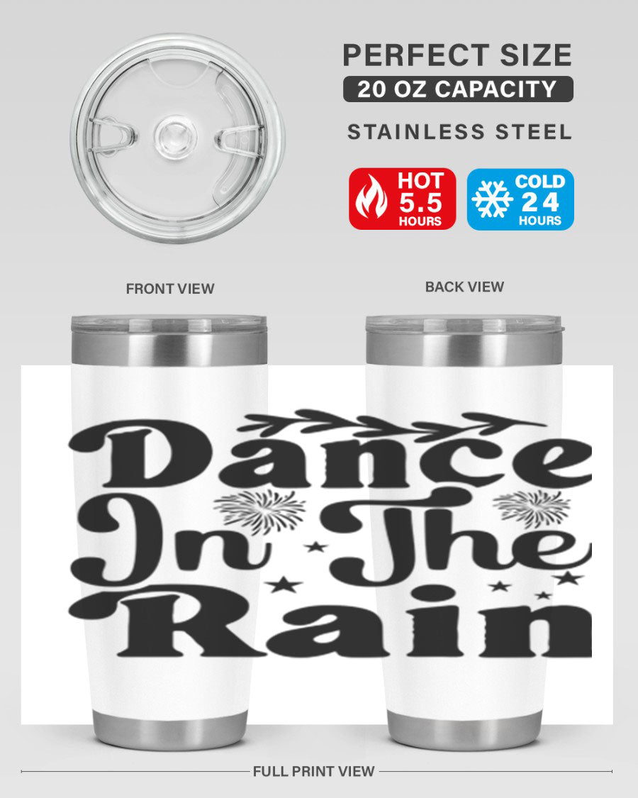 Dance In The Rain 115# Tumbler, a stylish 20oz double wall vacuum stainless steel tumbler with copper lining and a drink-thru lid.