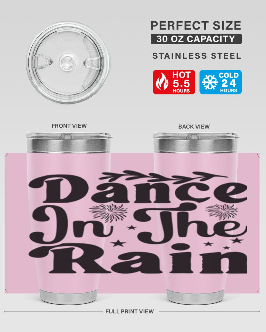 Dance In The Rain 115# Tumbler, a stylish 20oz double wall vacuum stainless steel tumbler with copper lining and a drink-thru lid.