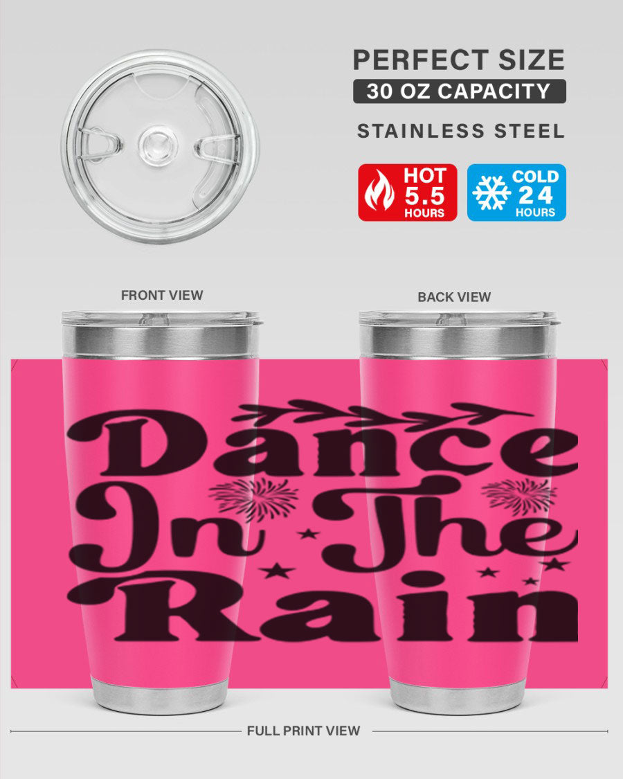 Dance In The Rain 115# Tumbler, a stylish 20oz double wall vacuum stainless steel tumbler with copper lining and a drink-thru lid.
