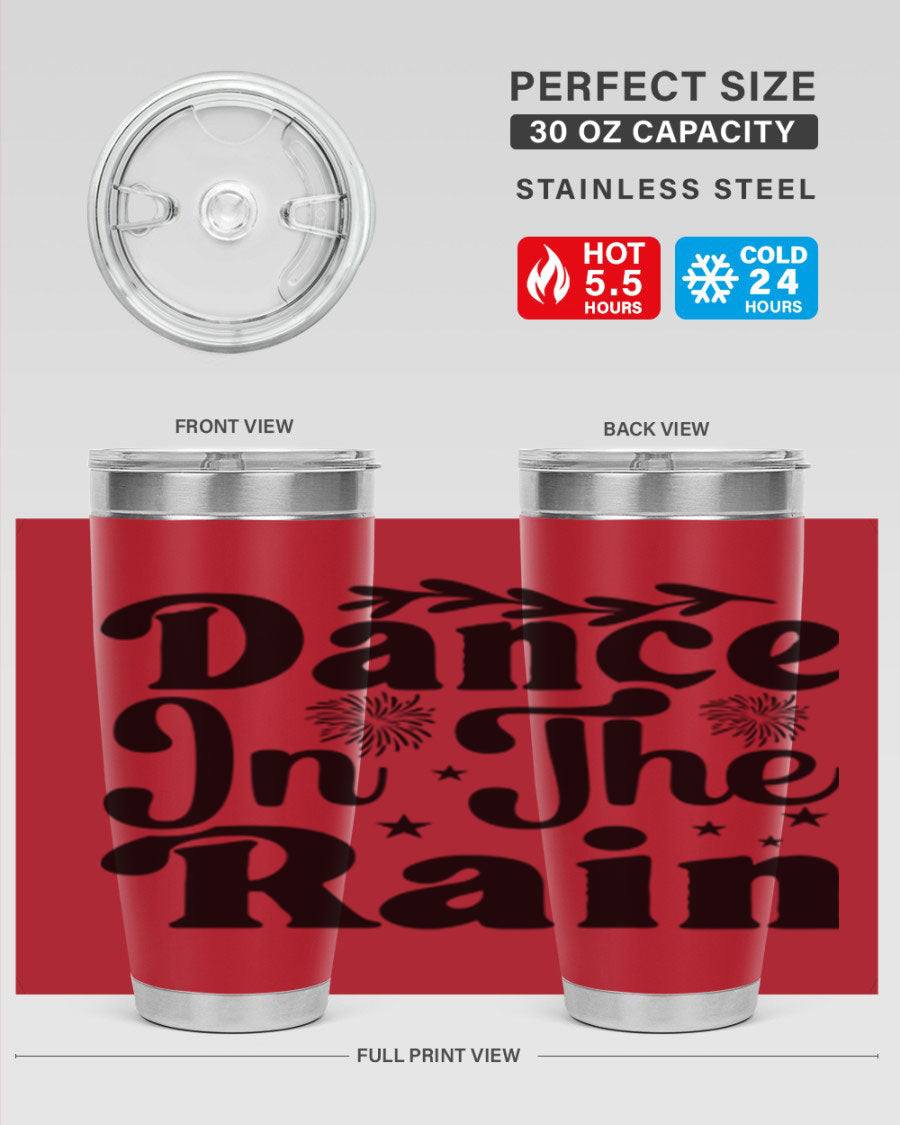 Dance In The Rain 115# Tumbler, a stylish 20oz double wall vacuum stainless steel tumbler with copper lining and a drink-thru lid.