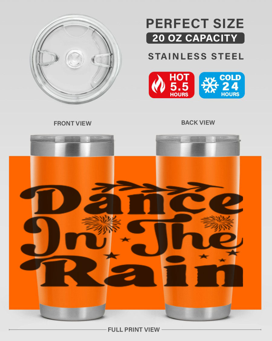 Dance In The Rain 115# Tumbler, a stylish 20oz double wall vacuum stainless steel tumbler with copper lining and a drink-thru lid.