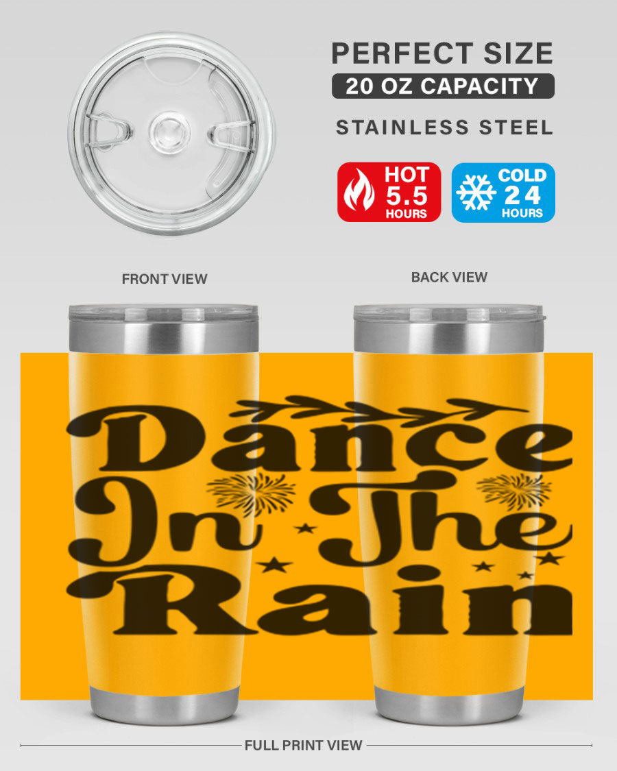 Dance In The Rain 115# Tumbler, a stylish 20oz double wall vacuum stainless steel tumbler with copper lining and a drink-thru lid.
