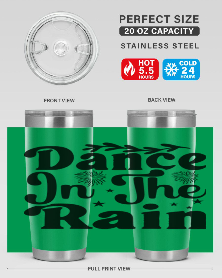 Dance In The Rain 115# Tumbler, a stylish 20oz double wall vacuum stainless steel tumbler with copper lining and a drink-thru lid.