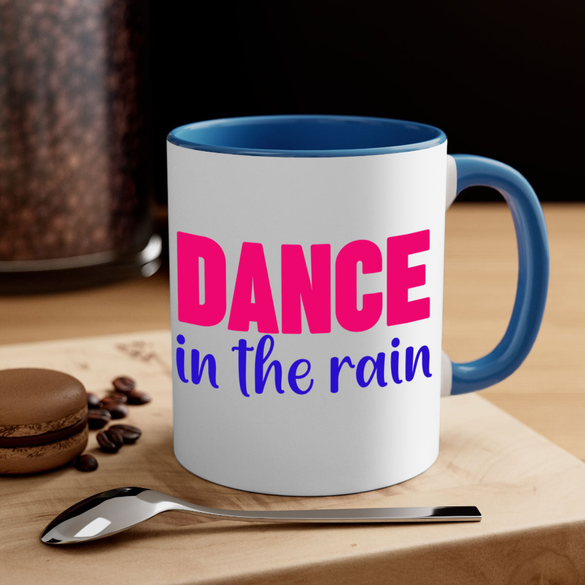 Dance in the Rain 119# Mug featuring a glossy finish, colored handle, and interior, available in five vibrant colors.
