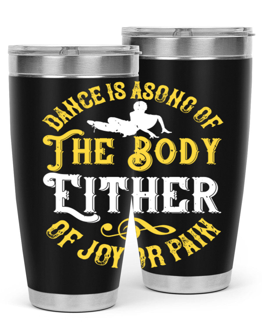 Dance is a song of the body tumbler featuring a sleek stainless steel design, perfect for hot and cold beverages.