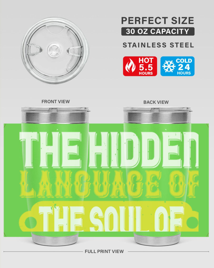 Stylish 20oz and 30oz tumblers featuring a dance theme, made of double wall vacuum stainless steel with copper lining, perfect for hot and cold beverages.