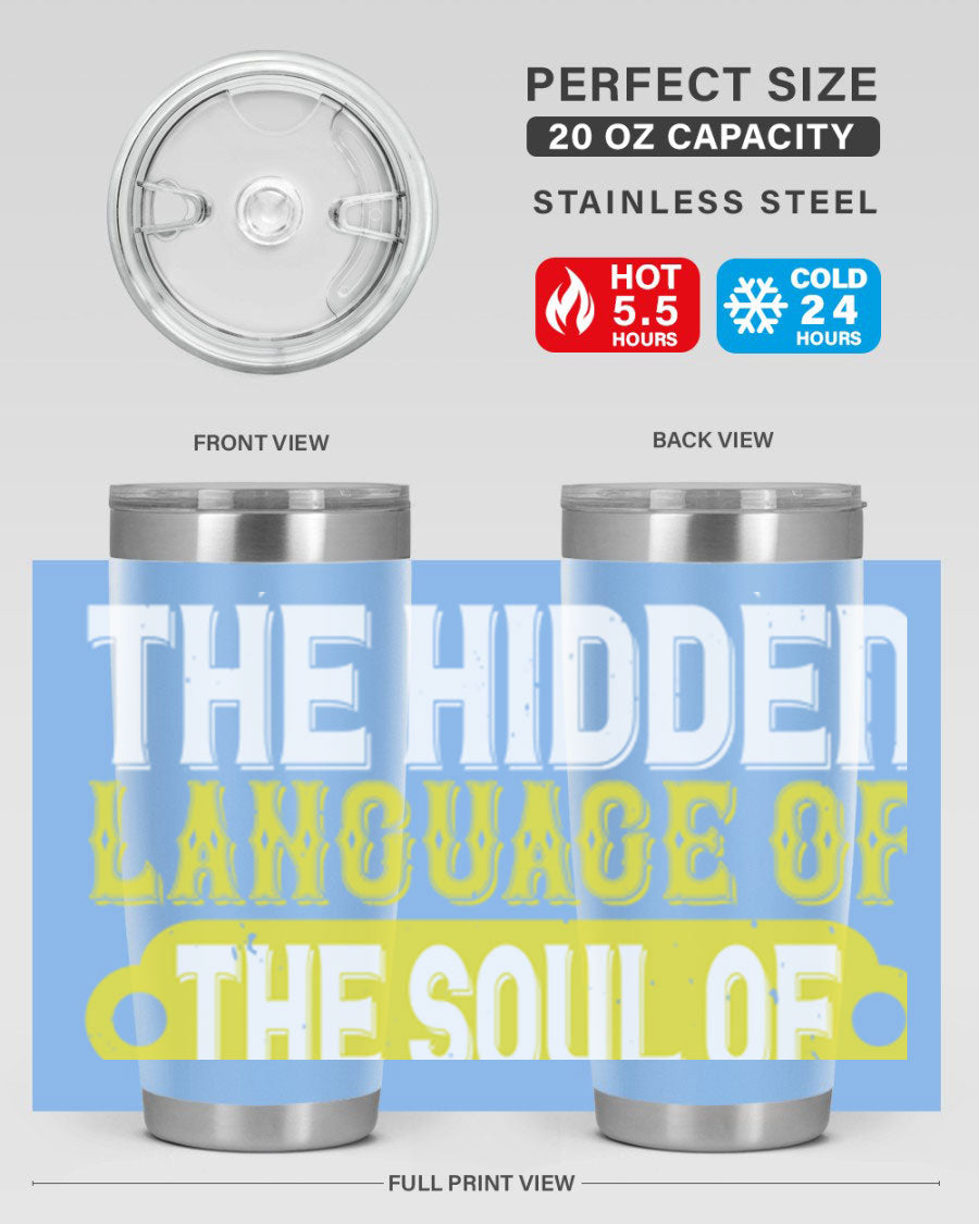 Stylish 20oz and 30oz tumblers featuring a dance theme, made of double wall vacuum stainless steel with copper lining, perfect for hot and cold beverages.