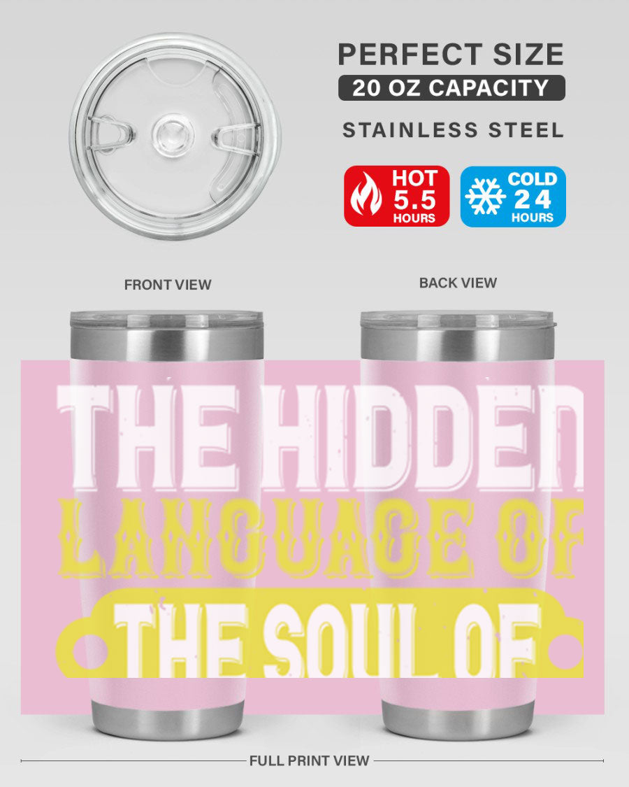 Stylish 20oz and 30oz tumblers featuring a dance theme, made of double wall vacuum stainless steel with copper lining, perfect for hot and cold beverages.