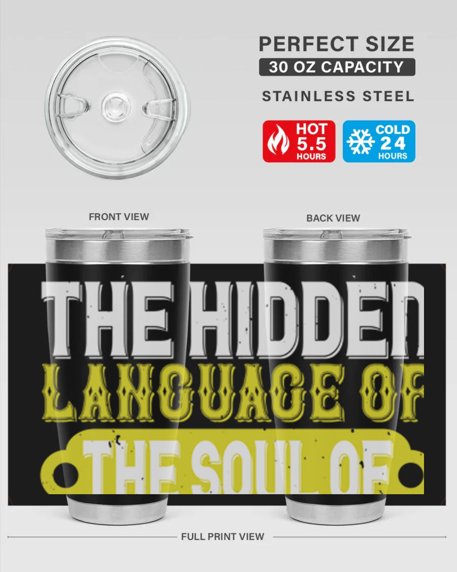 Stylish 20oz and 30oz tumblers featuring a dance theme, made of double wall vacuum stainless steel with copper lining, perfect for hot and cold beverages.