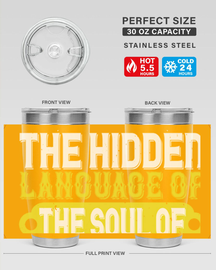 Stylish 20oz and 30oz tumblers featuring a dance theme, made of double wall vacuum stainless steel with copper lining, perfect for hot and cold beverages.