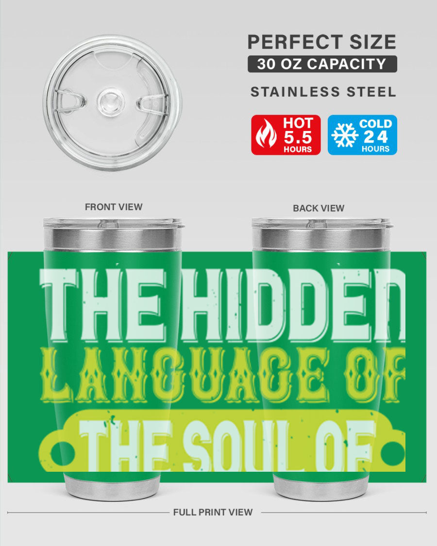 Stylish 20oz and 30oz tumblers featuring a dance theme, made of double wall vacuum stainless steel with copper lining, perfect for hot and cold beverages.