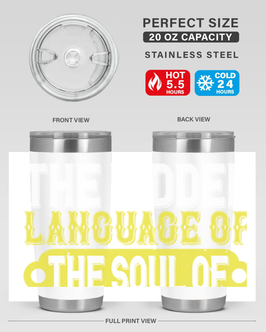 Stylish 20oz and 30oz tumblers featuring a dance theme, made of double wall vacuum stainless steel with copper lining, perfect for hot and cold beverages.