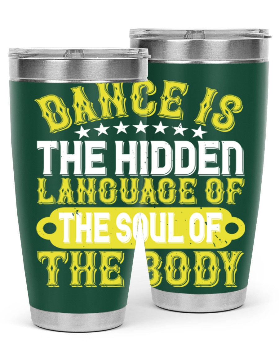 Stylish 20oz and 30oz tumblers featuring a dance theme, made of double wall vacuum stainless steel with copper lining, perfect for hot and cold beverages.