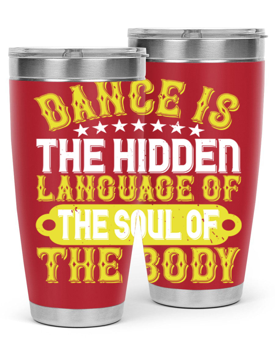 Stylish 20oz and 30oz tumblers featuring a dance theme, made of double wall vacuum stainless steel with copper lining, perfect for hot and cold beverages.