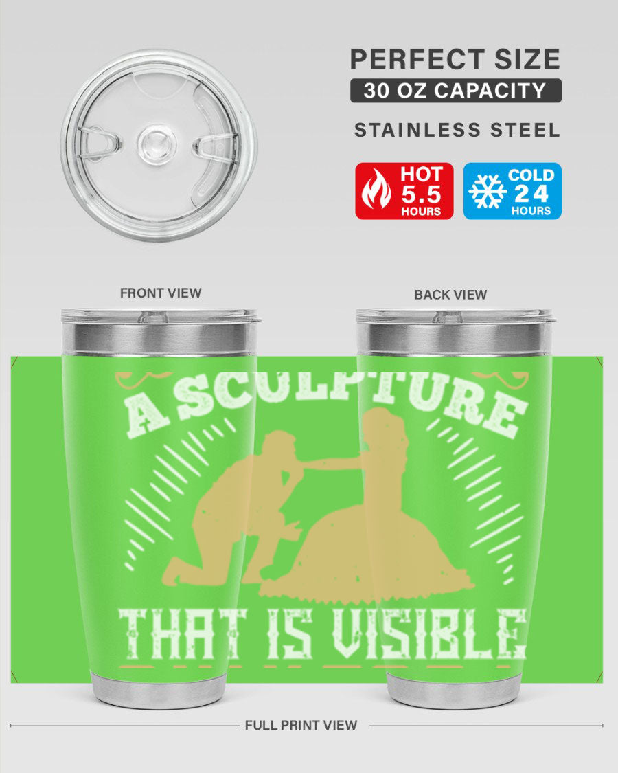 Dancing is Creating a Sculpture 20oz and 30oz Tumblers made of stainless steel with a stylish design, showcasing their double wall vacuum insulation.