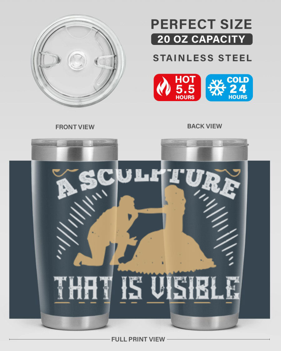 Dancing is Creating a Sculpture 20oz and 30oz Tumblers made of stainless steel with a stylish design, showcasing their double wall vacuum insulation.