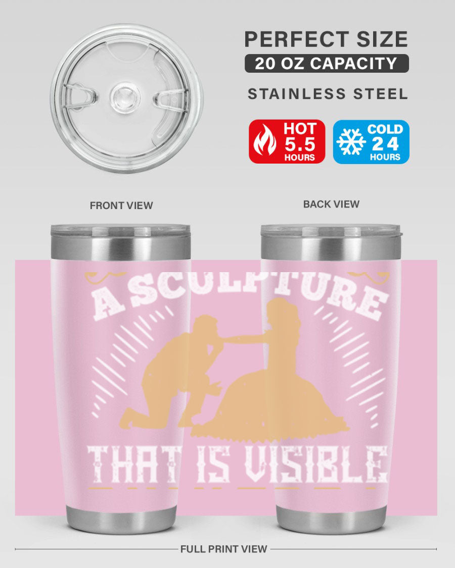 Dancing is Creating a Sculpture 20oz and 30oz Tumblers made of stainless steel with a stylish design, showcasing their double wall vacuum insulation.