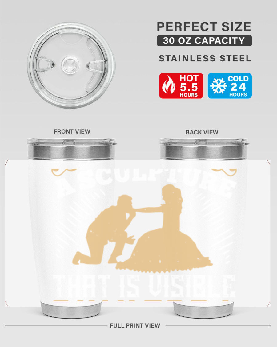 Dancing is Creating a Sculpture 20oz and 30oz Tumblers made of stainless steel with a stylish design, showcasing their double wall vacuum insulation.