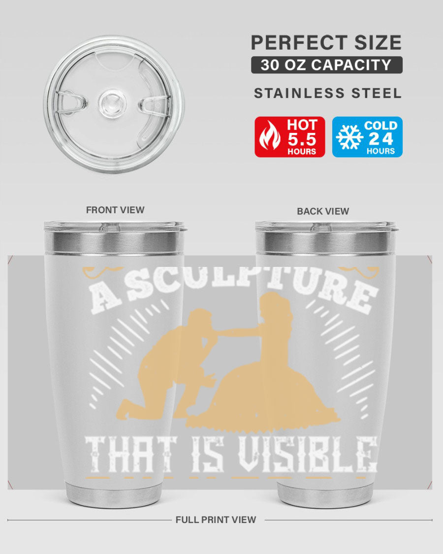 Dancing is Creating a Sculpture 20oz and 30oz Tumblers made of stainless steel with a stylish design, showcasing their double wall vacuum insulation.