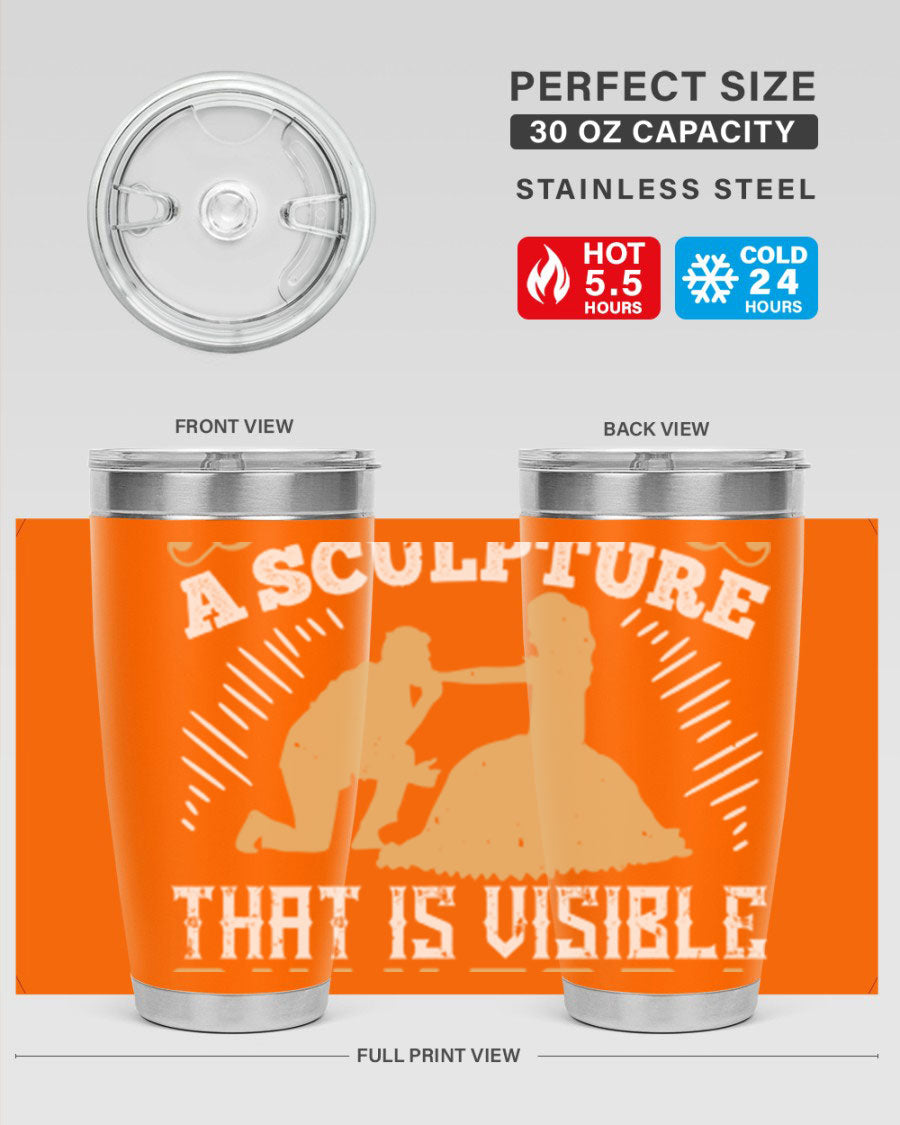 Dancing is Creating a Sculpture 20oz and 30oz Tumblers made of stainless steel with a stylish design, showcasing their double wall vacuum insulation.