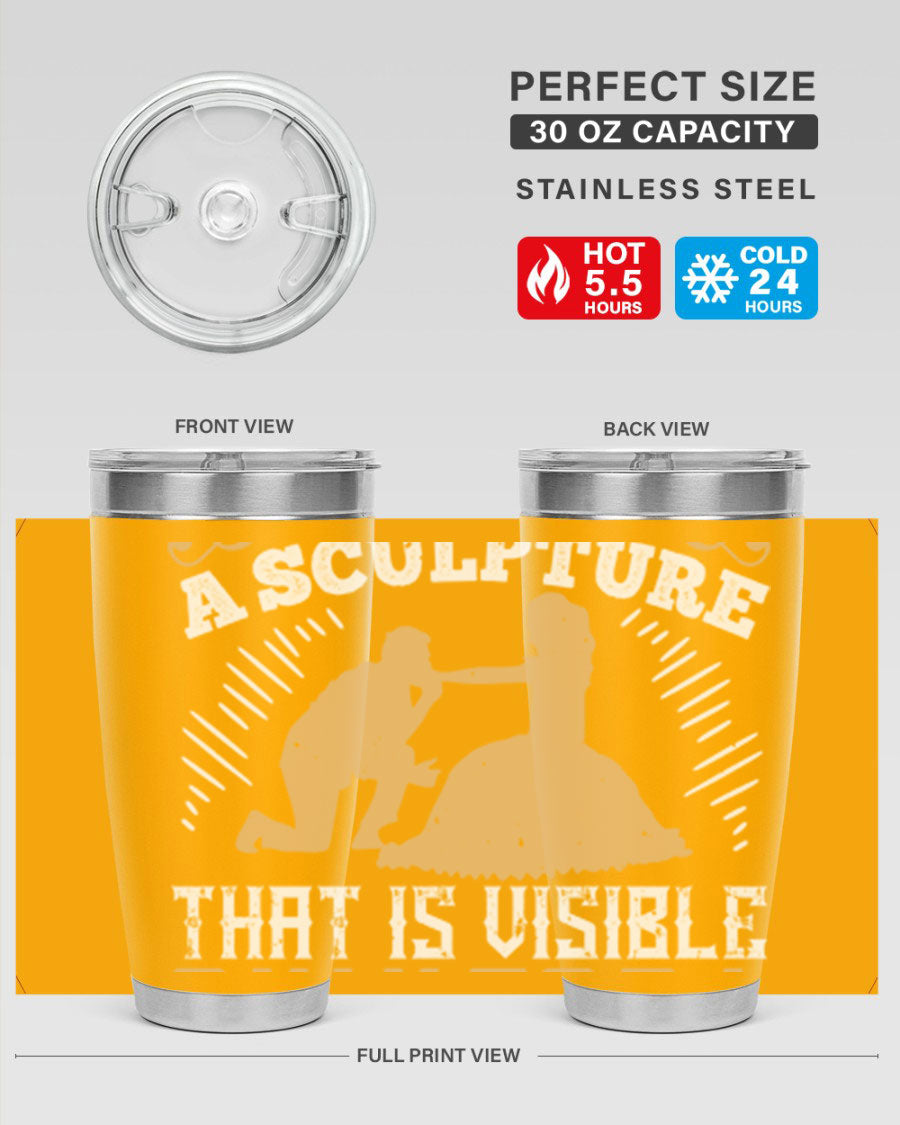 Dancing is Creating a Sculpture 20oz and 30oz Tumblers made of stainless steel with a stylish design, showcasing their double wall vacuum insulation.