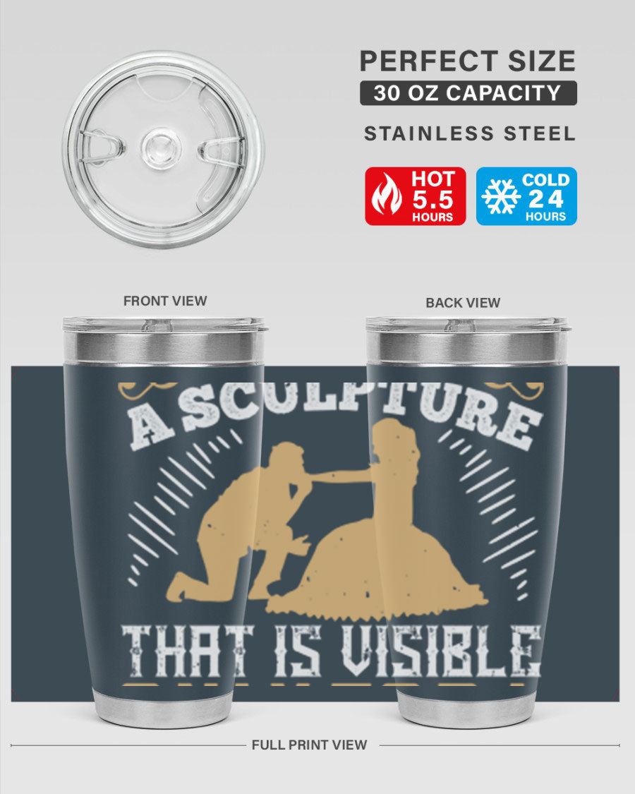 Dancing is Creating a Sculpture 20oz and 30oz Tumblers made of stainless steel with a stylish design, showcasing their double wall vacuum insulation.