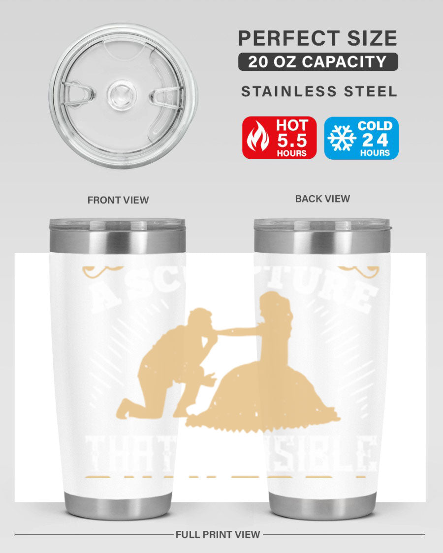 Dancing is Creating a Sculpture 20oz and 30oz Tumblers made of stainless steel with a stylish design, showcasing their double wall vacuum insulation.