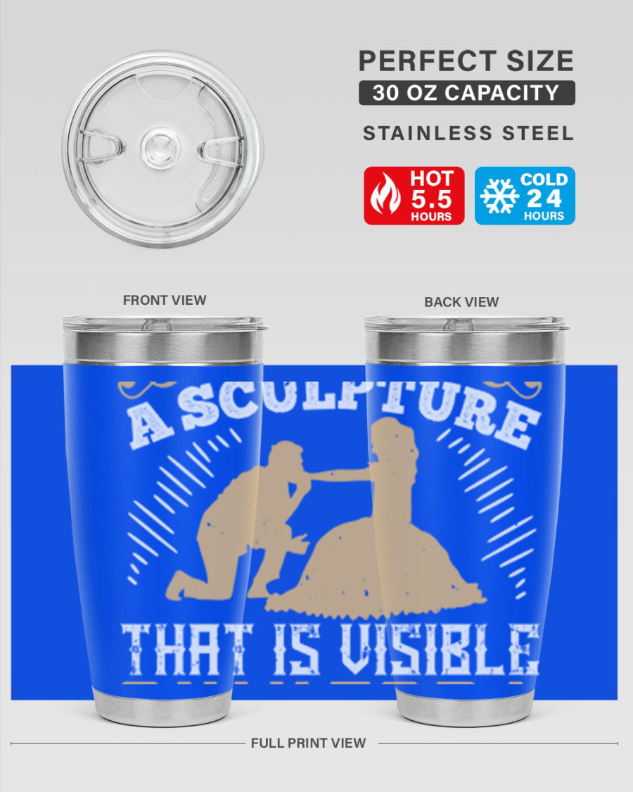 Dancing is Creating a Sculpture 20oz and 30oz Tumblers made of stainless steel with a stylish design, showcasing their double wall vacuum insulation.