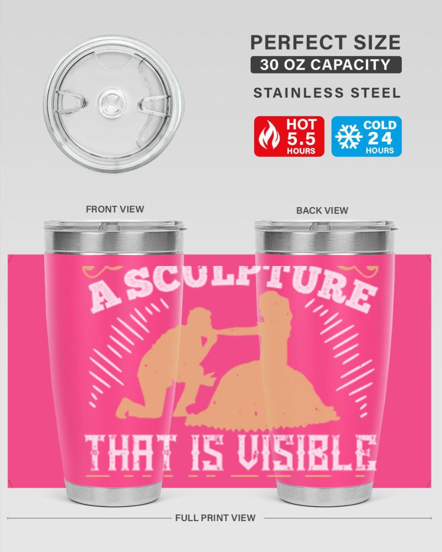 Dancing is Creating a Sculpture 20oz and 30oz Tumblers made of stainless steel with a stylish design, showcasing their double wall vacuum insulation.