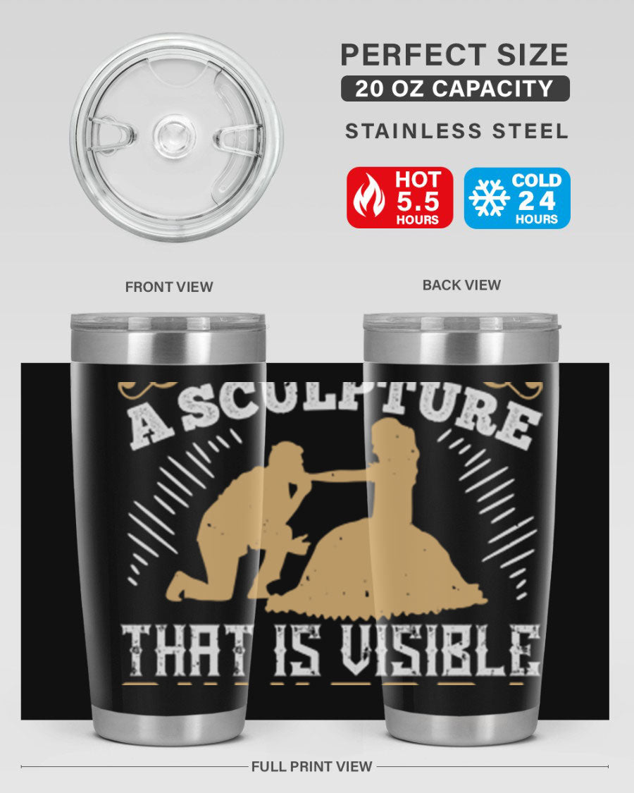 Dancing is Creating a Sculpture 20oz and 30oz Tumblers made of stainless steel with a stylish design, showcasing their double wall vacuum insulation.