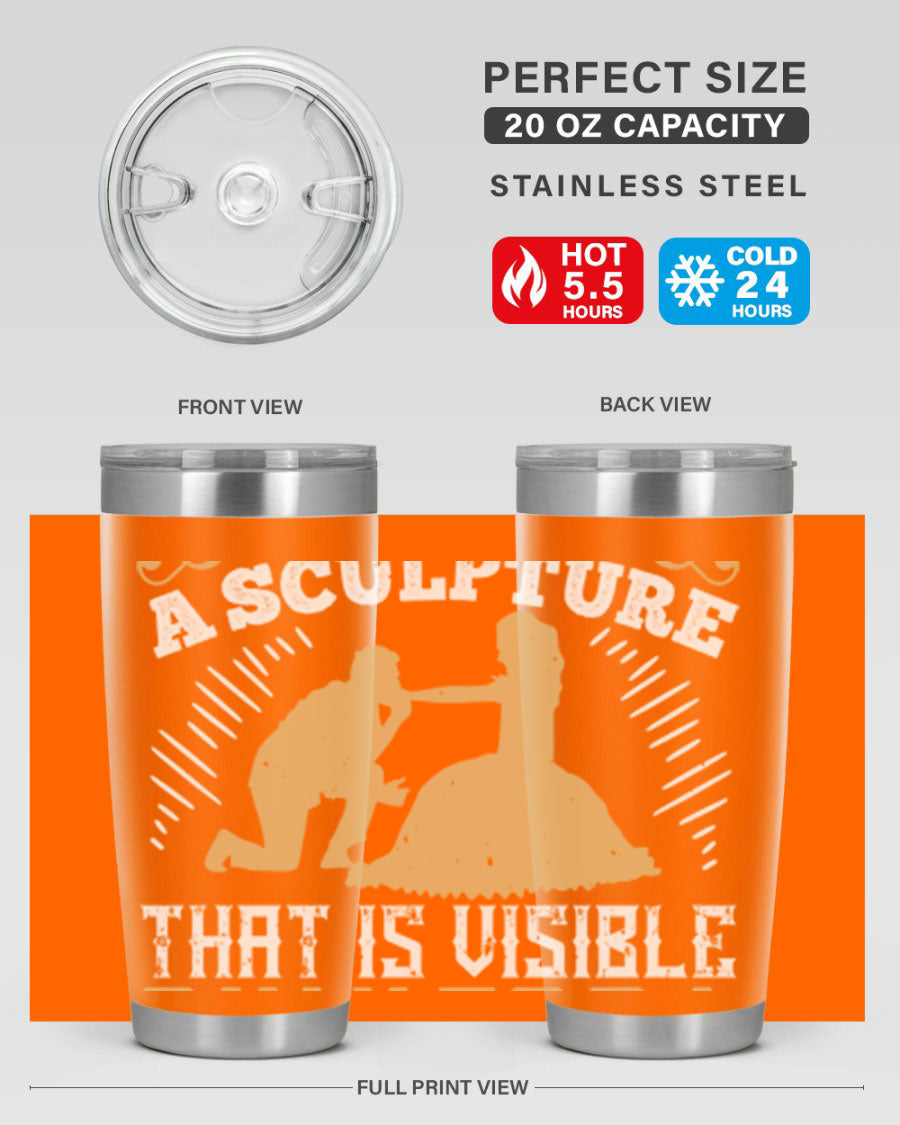 Dancing is Creating a Sculpture 20oz and 30oz Tumblers made of stainless steel with a stylish design, showcasing their double wall vacuum insulation.